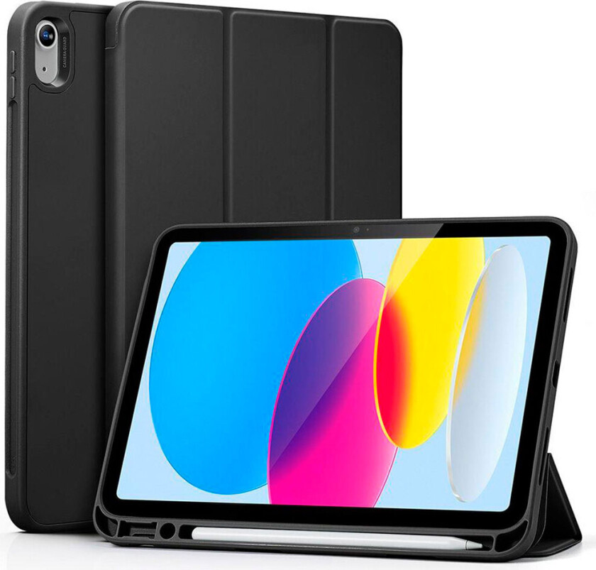 iPad 10.9" (2022) Rebound Deksel Med Apple Pencil Holder V2 - Svart