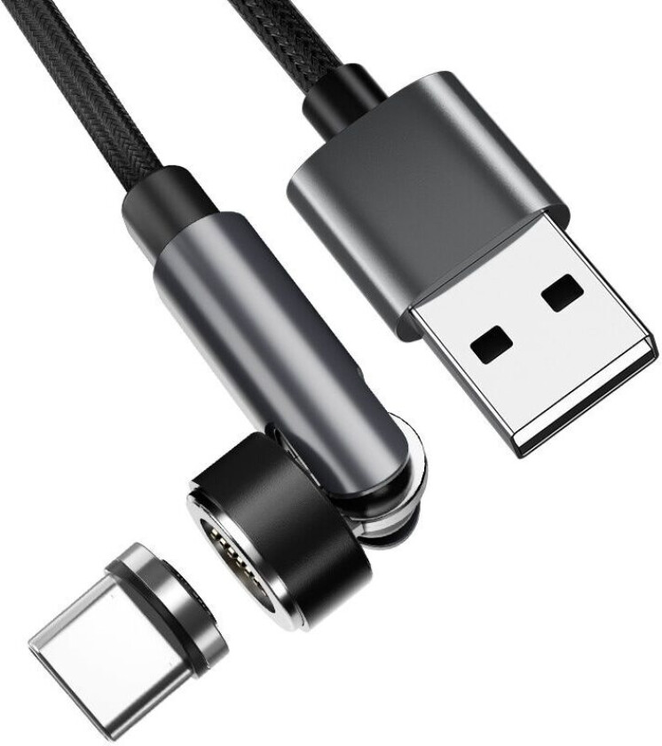Magnetisk USB-C ladekabel 3A Hurtiglading 2 m Sort