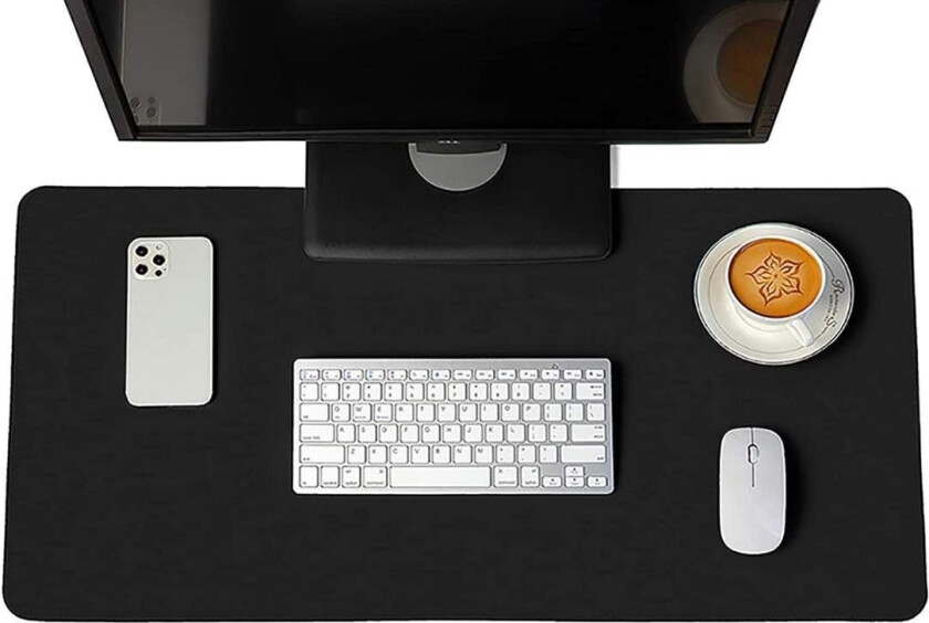 Stor skrivebordspute - svart - kunstskinn