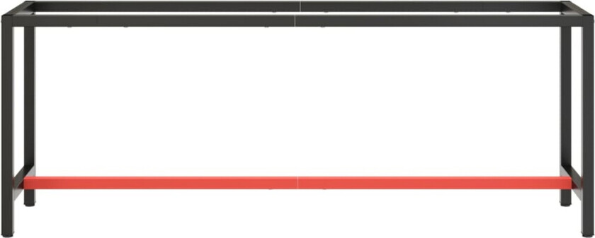 Ramme til arbeidsbenk matt svart og rød 210x50x79 cm metall