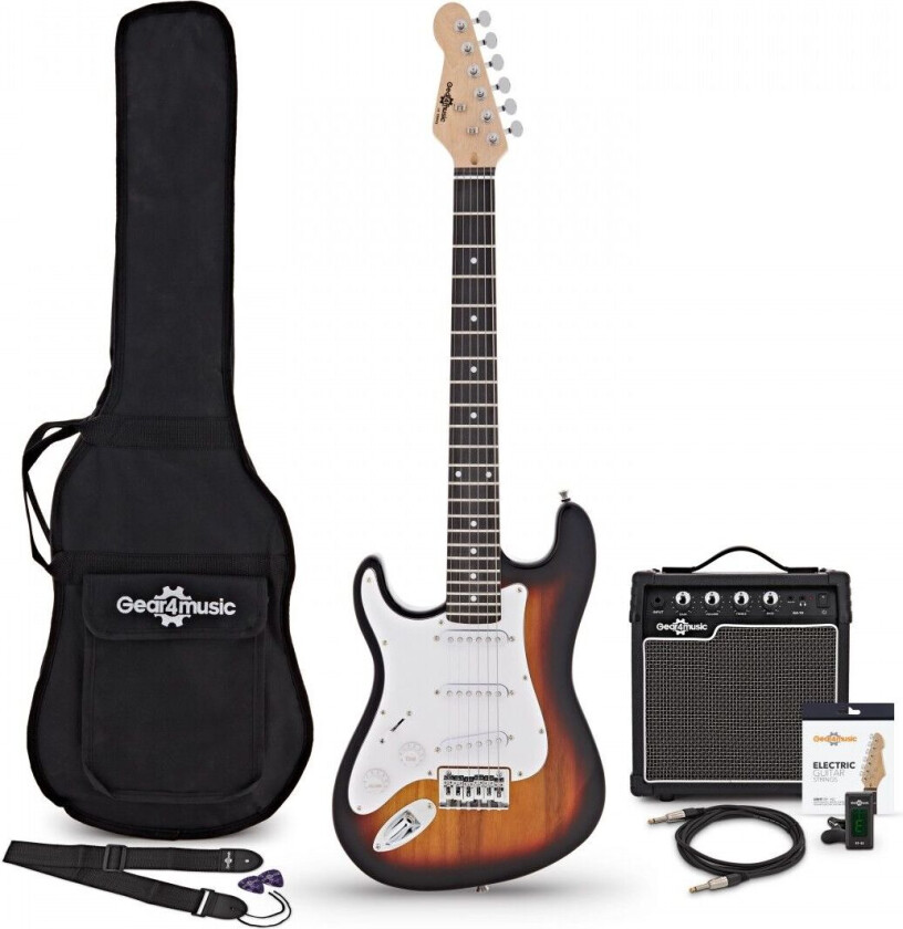 Gear4Music 3/4 LA Venstrehendt Elektrisk Gitar + Forsterkerpakke Sunburst