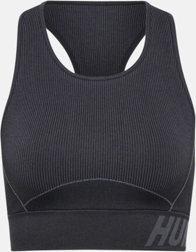 Women's hmlTE Christel Seamless Sports Top S, Black/Asphalt Melange