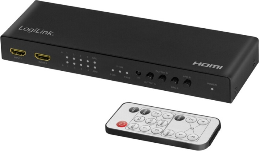 HDMI switch 4x2-Port matrix 4K/60 Hz HDR ARC extract scaler RC