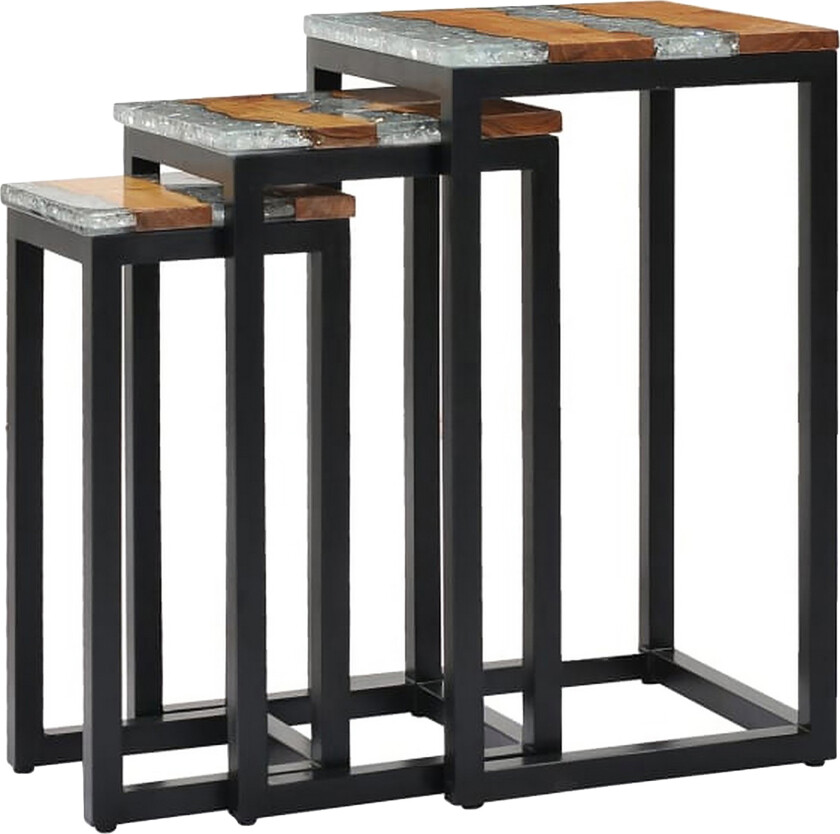 Stablebord 3 stk heltre teak og polyresin