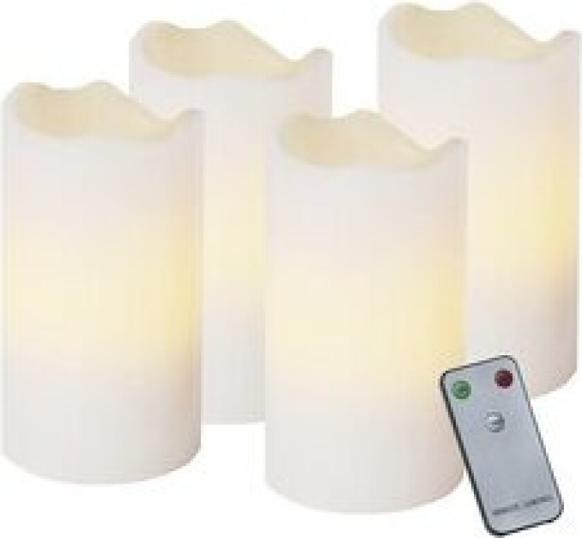 Kubbelys 4-pk hvit m/fjernkontroll - 86081