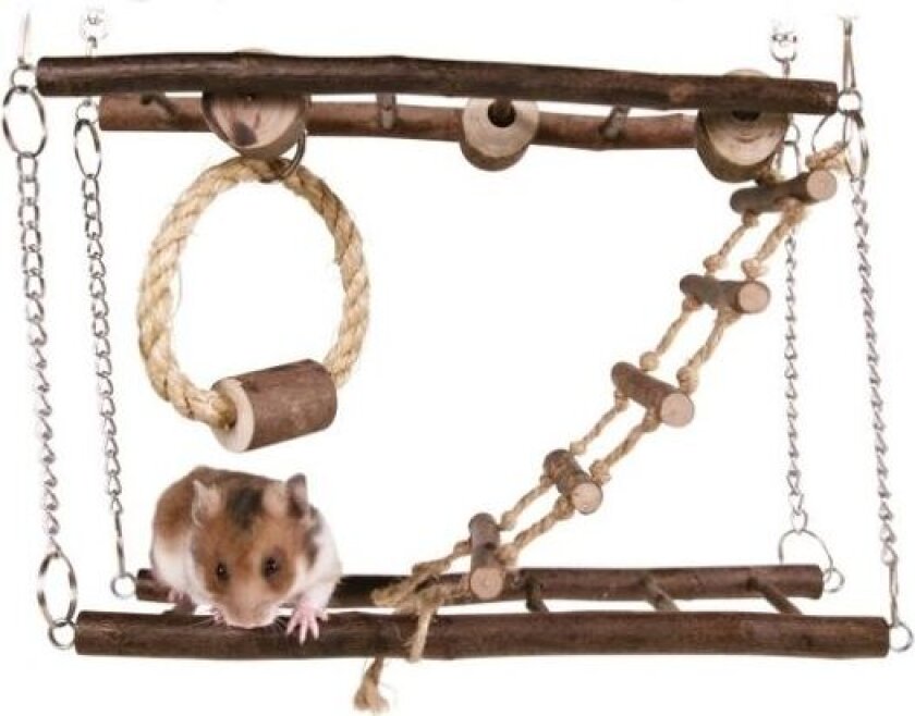Suspension bridge with chain hamsters bark wood 27 × 17 × 7 cm