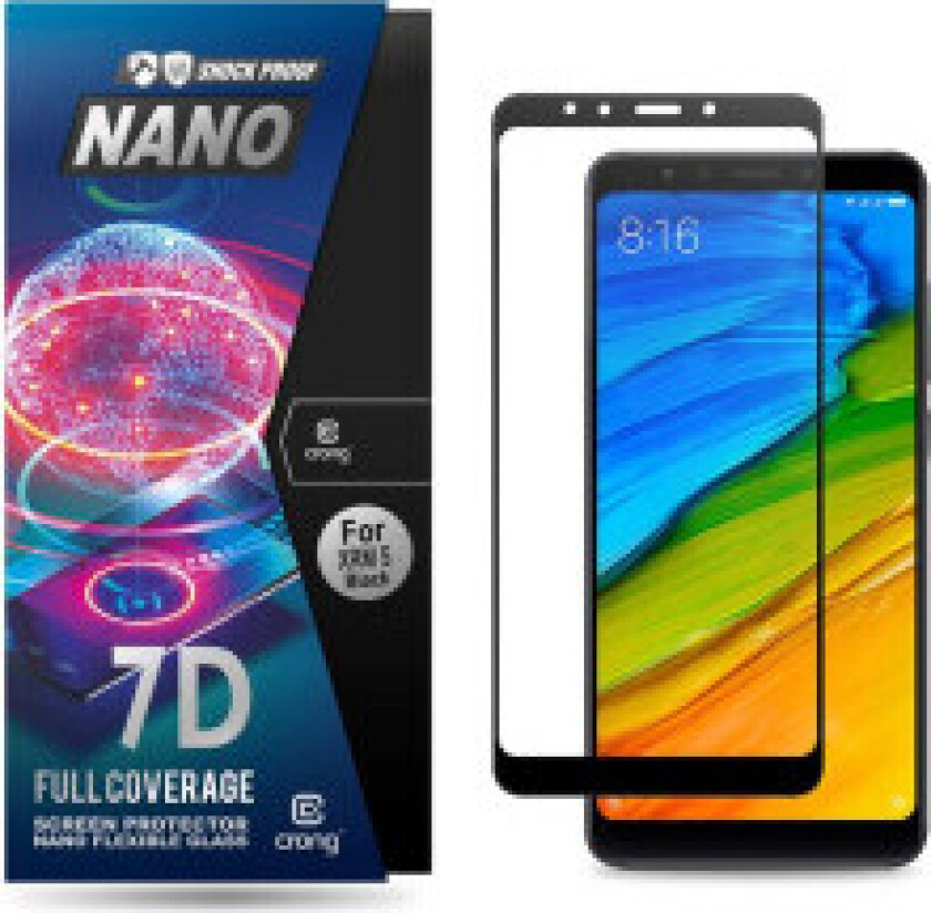 Crong 7D Nano fleksibelt glass – full dekning hybrid skjermbeskytter 9H Xiaomi Redmi 5