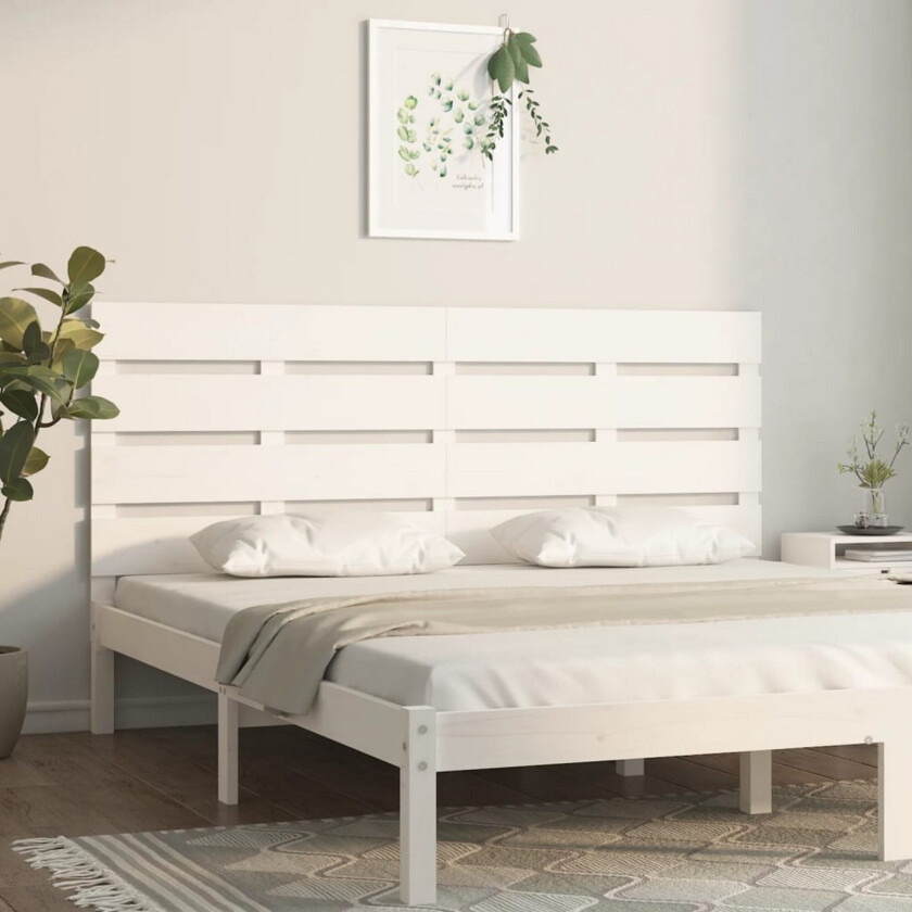 Sengegavl hvit 120x3x80cm heltre furu