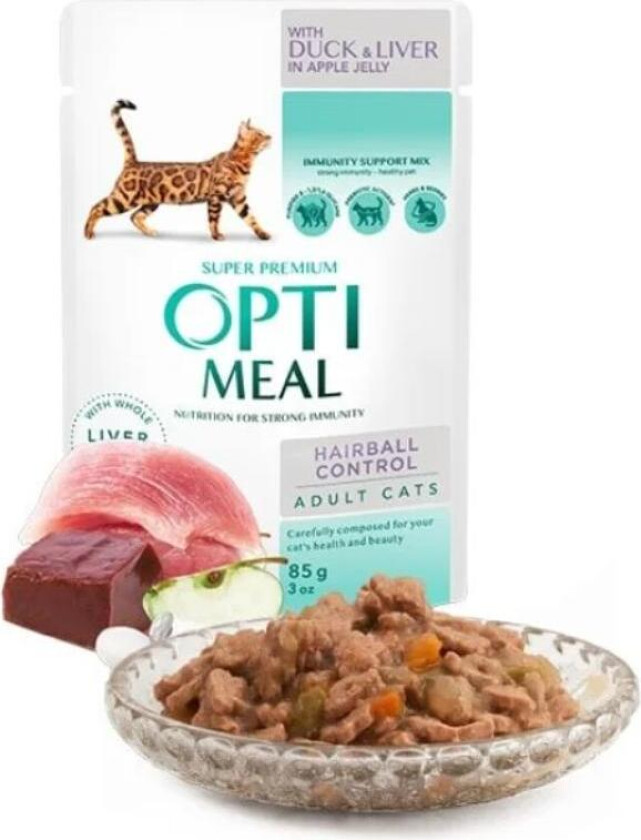 Cat Adult & Senior Hairball Control Duck and Liver in Jelly Våtfôr til katt 12 x 85 g