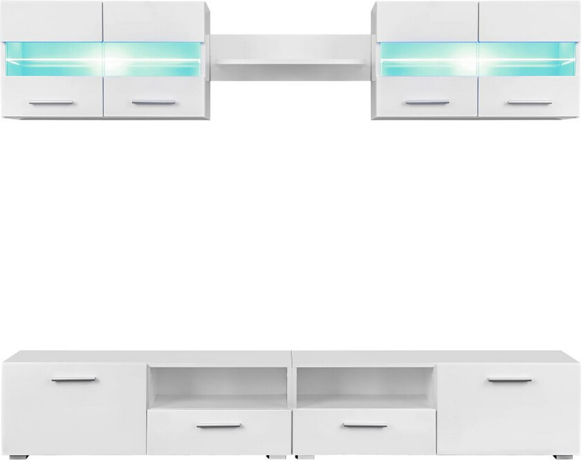 TV Veggenhet sett 5 stk med LED-lys høyglans hvit