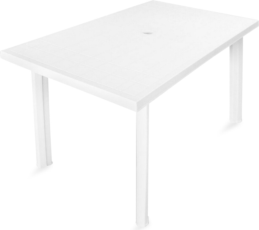 Hagebord hvitt 126x76x72 cm plast