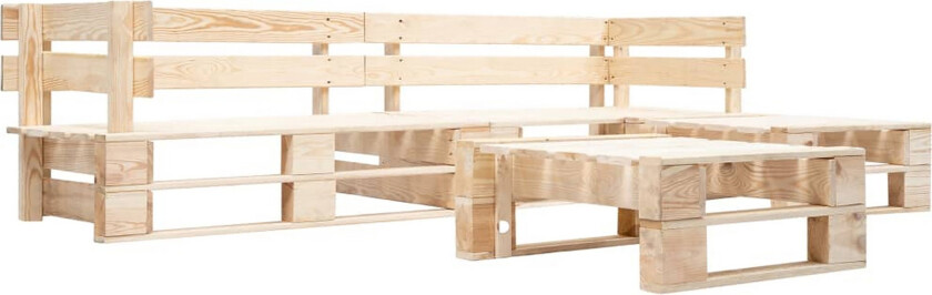 Hagemøbelsett 4 deler tre naturlig