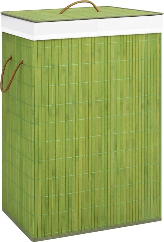 Skittentøyskurv med 2 seksjoner bambus grønn 72 L