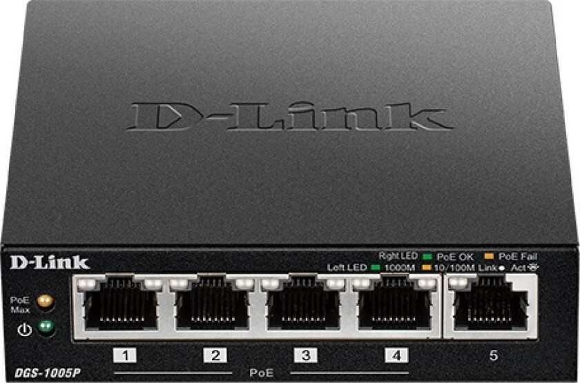 D-link DGS-1005 POE+-gigabitswitch 5 porter