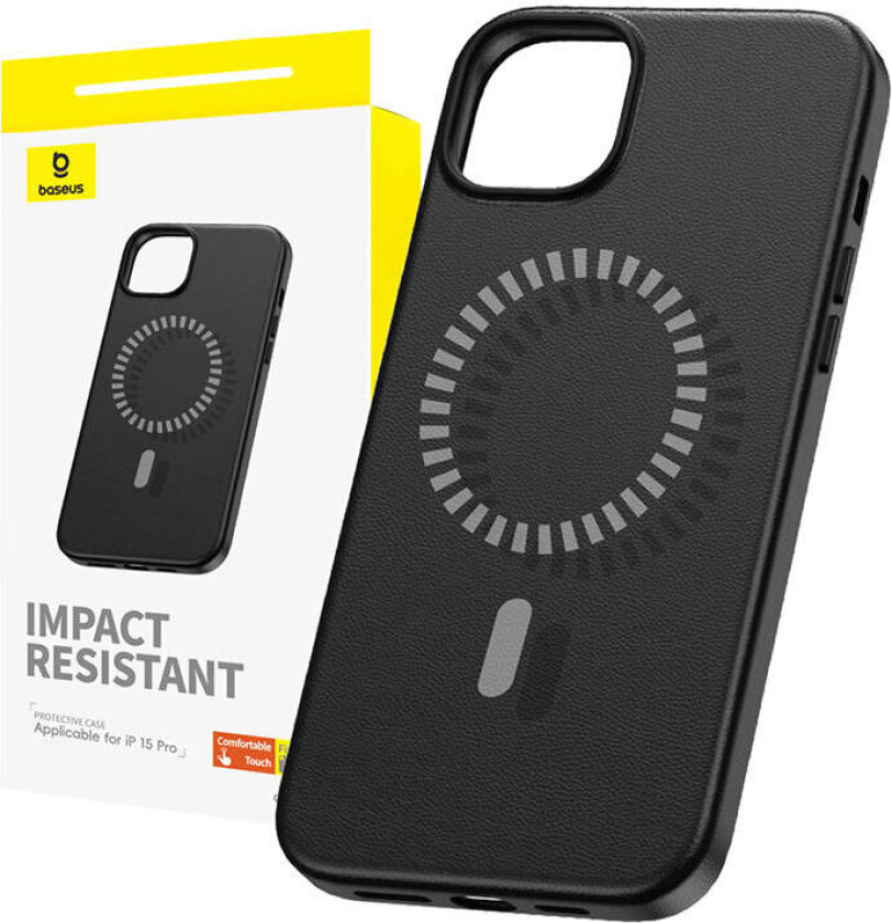 Magnetic Phone Case for iPhone 15 Pro Fauxther Series (Black)