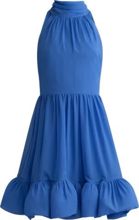 Fern Halterneck Ruffled Mini Dress - Azure Blue XL