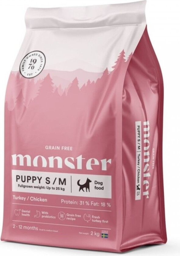 Monster Dog Puppy Small & Medium Grain Free Turkey & Chicken (2 kg)