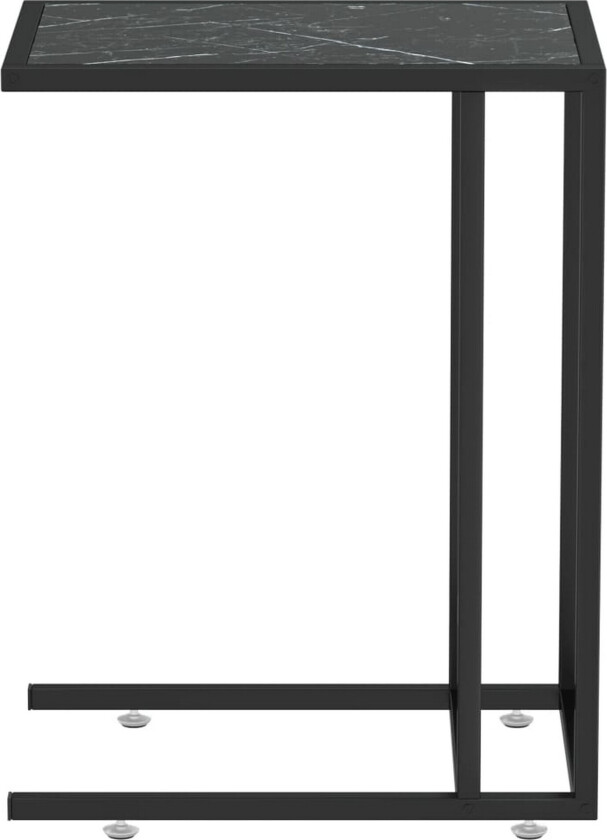 Sidebord for PC svart marmor 50x35x65 cm herdet glass