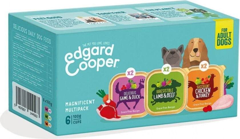 Edgard & Cooper Dog Adult Multipack Lam, Kylling & Vilt 6x100g