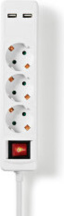Extension Socket Jordet kontakt / Type F (CEE 7/7) 3-veis 1.50 m 3680 W 16 A Type av jording: Sidekontakter 230 V AC 50/60 Hz Uttaksvi