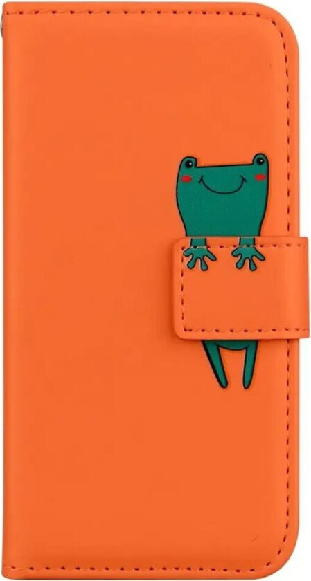 Samsung Galaxy S24+ (Plus) Flip Deksel med Stropp / Ståfunksjon / Kortholder - Oransje (Frosk)