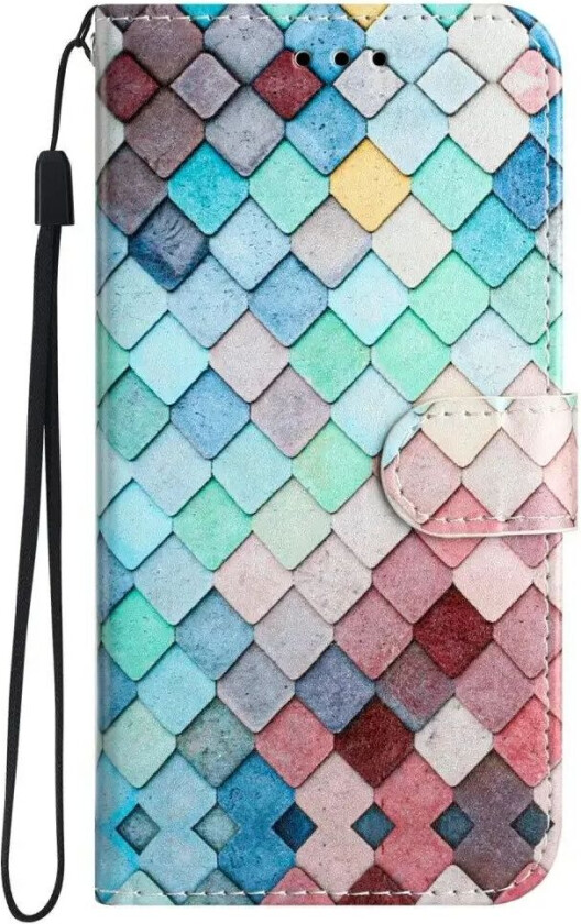 Samsung Galaxy S24 Kunstskinn Flipdeksel m. Lommebok og Stropp - Fargede Firkanter