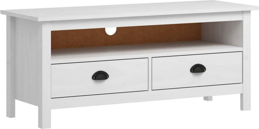 TV-benk Hill hvit 110x40x47 cm heltre furu