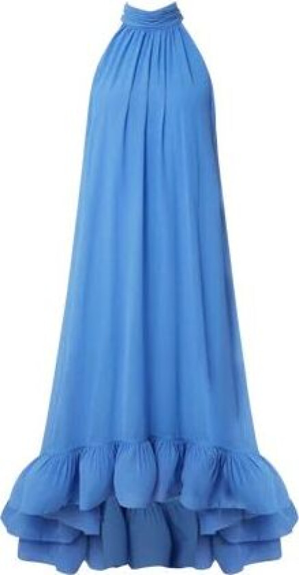 Sabrina Halterneck Ruffled Maxi Dress - Azure Blue L