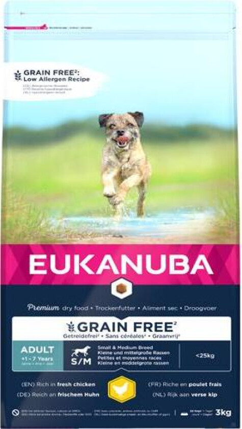Eukanuba Dog Adult Grain Free Small & Medium Chicken (12 kg)