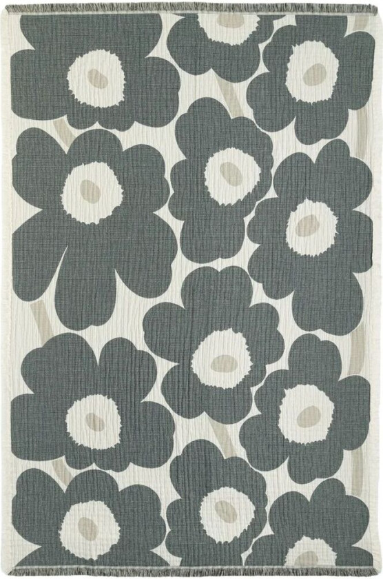 Unikko pledd 150x220 cm Off white-carcoal-sand