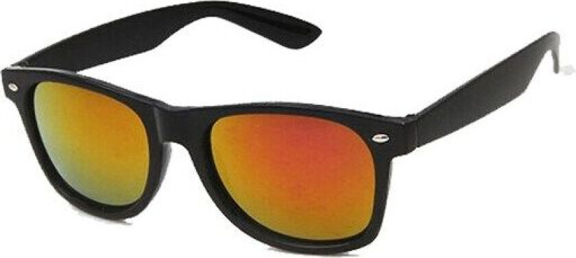 Retro Wayfarer solbriller Black Red Mirror Glass + Senile ledning