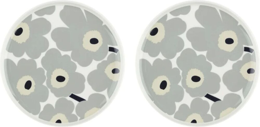 Unikko tallerken Ø25 cm 2-pack White-light grey-sand-dark blue