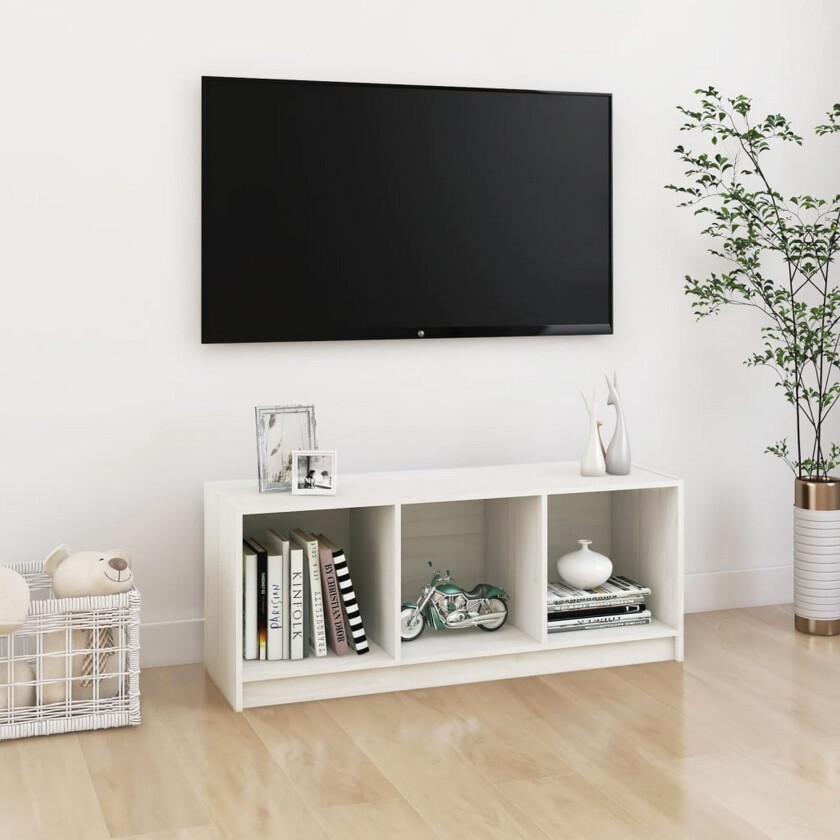 TV-benk 104x33x41 cm heltre furu hvit