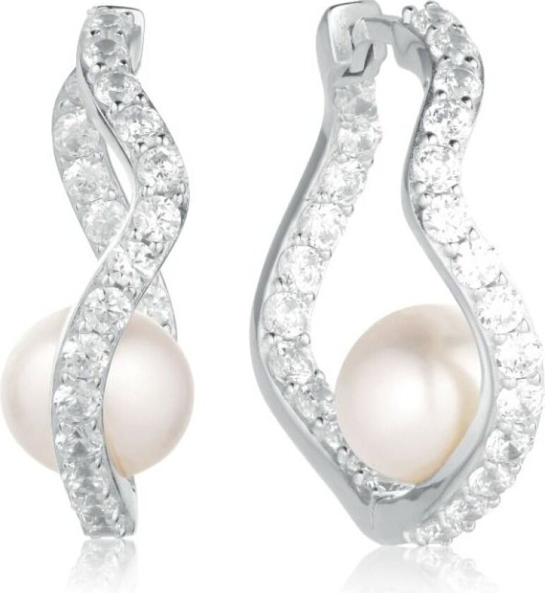 Ponza Sterlingsølv Øredobber Med Ferskvannsperle Og Zirconia SJ-E12358-PCZ