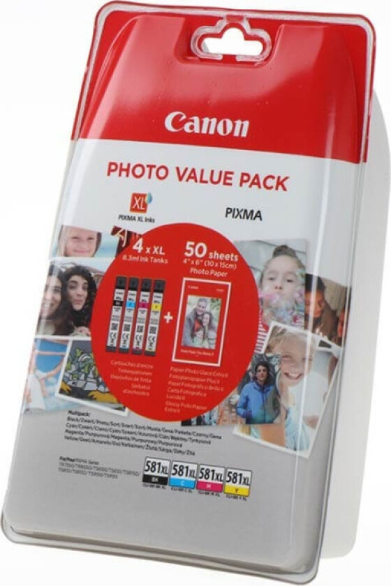 CLI-581XL Blekkpatron MultiPack + PP 201 A6, 50 sider