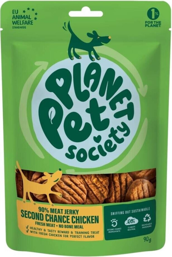 Planet Pet Society Dog Jerky Hundegodteri Kylling 90 g