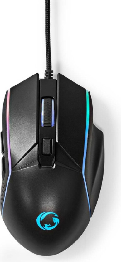 Nedis Gaming Mouse   Wired   800 / 1200 / 2400 / 3200 / 4800 / 7200 dpi   Justerbar DPI   Antall knapper: 6   Right-Handed   1.50 m   LED