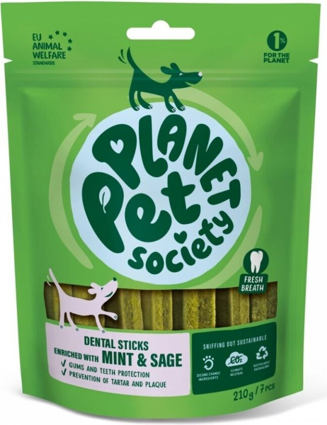 Planet Pet Society Dog Dentaltygg Mint & Salvia 7-pakk