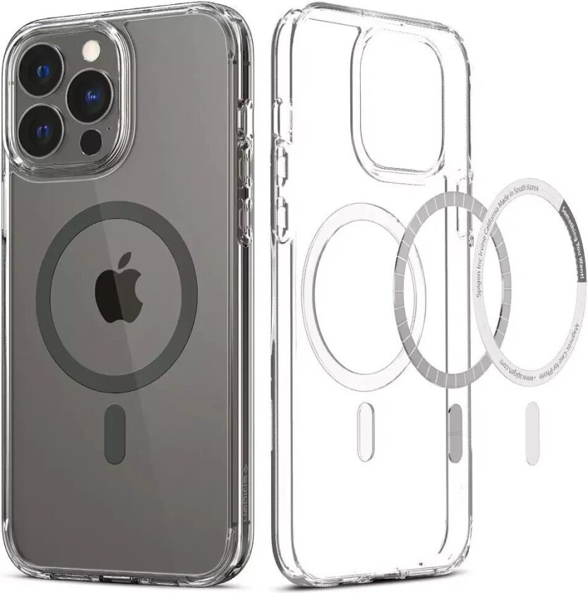 iPhone 13 Pro Max Ultra Hybrid Deksel - MagSafe Kompatibel - Gjennomsiktig / Grå