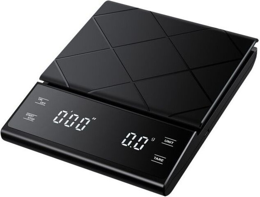 Digital kaffevekt, 5 kg/0,1 g med USB-lading Sort