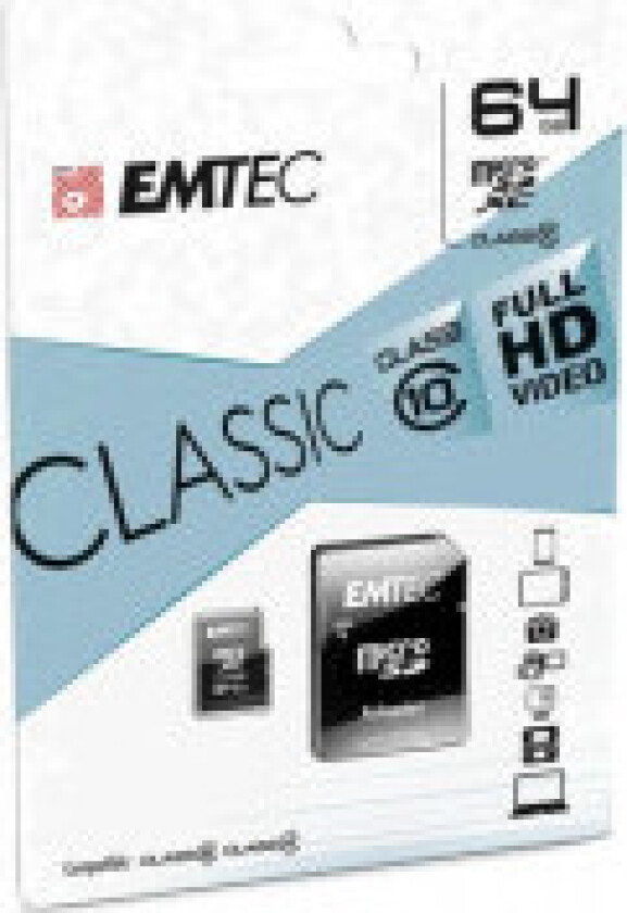 MicroSDXC 64GB EMTEC +Adapter CL10 CLASSIC Blister