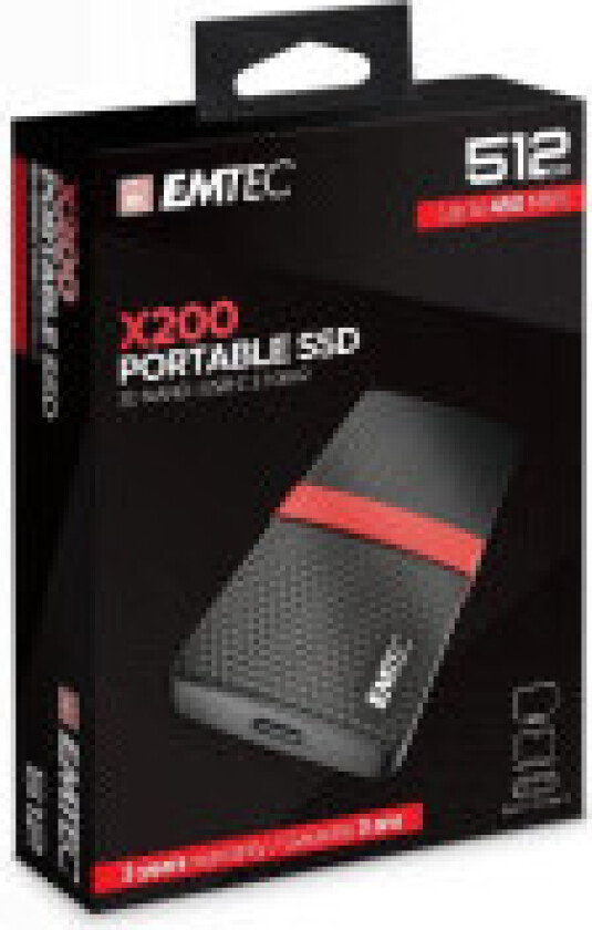EMTEC SSD 512GB 3.1 Gen2 X200 SSD Portable Retail ECSSD512GX200