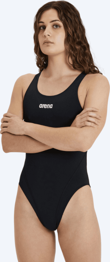 badedrakt til damer - Solid Swim Tech High - Svart