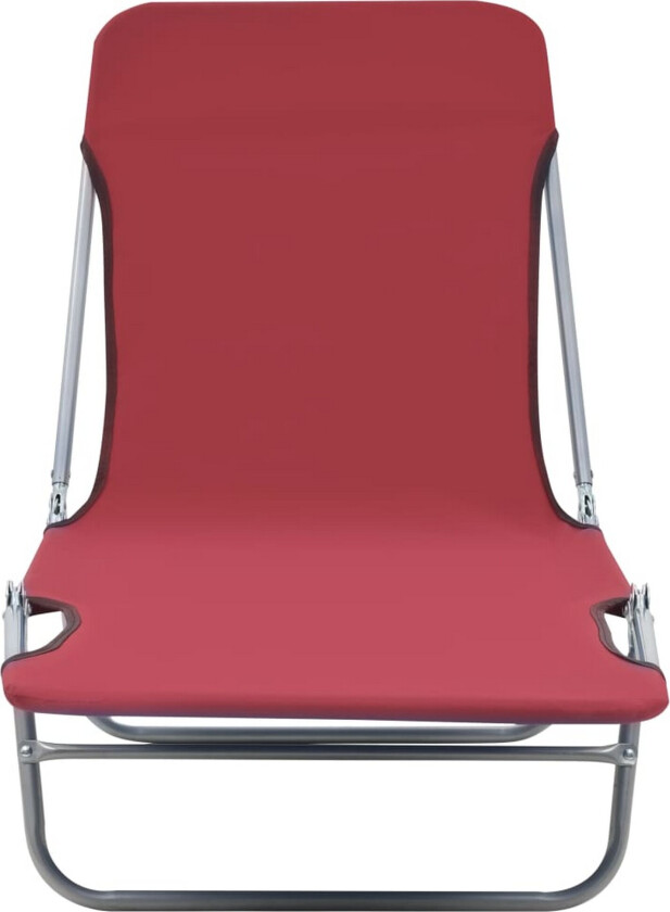 Sammenleggbare solsenger 2 stk stål og stoff rød