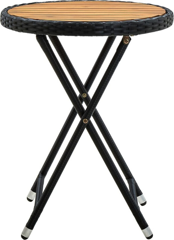 Tebord svart 60 cm polyrotting og heltre akasie