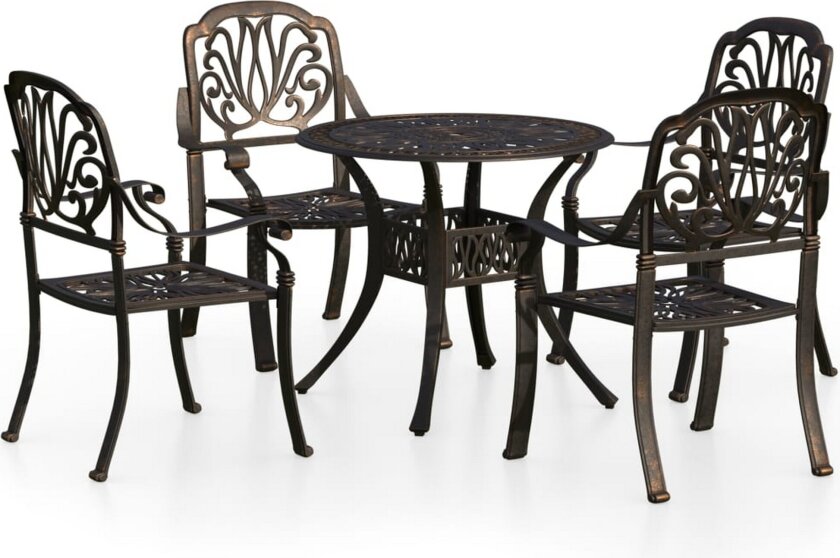 Bistrosett 5 deler støpt aluminium bronse