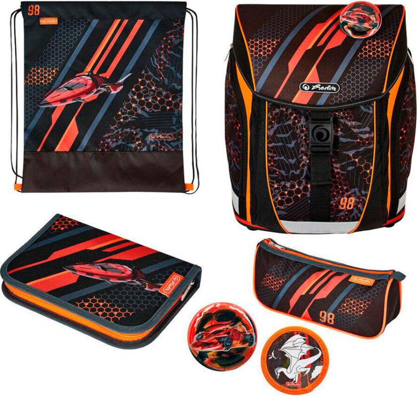 Herlitz FiloLight Plus Speed, Pennal, Pencil pouch, Skolesekk, Sport bag, Gutt, Barneskole, Ryggsekk, 16 l, Forlomme, Sidelomme