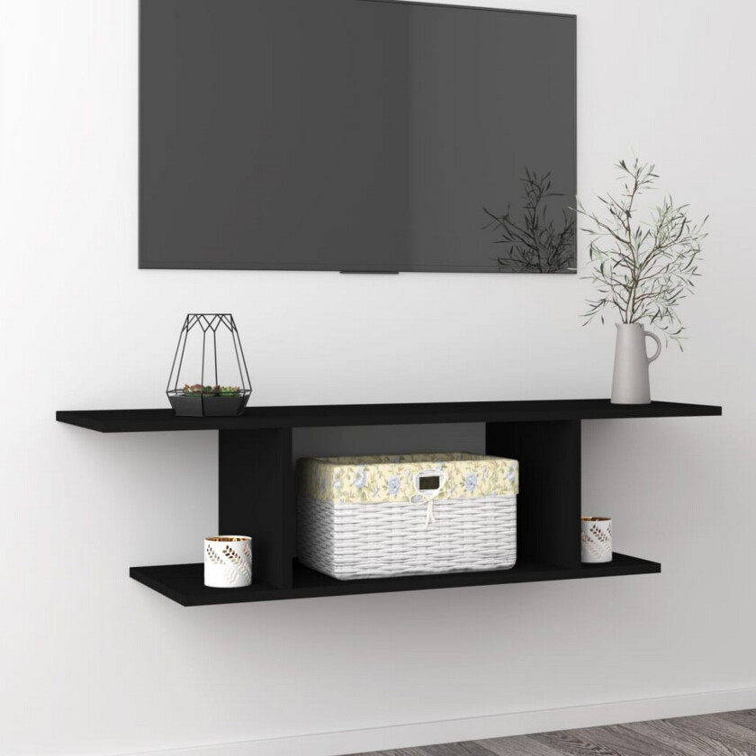 Bilde av Vegghengt TV-benk svart 103x30x26,5 cm