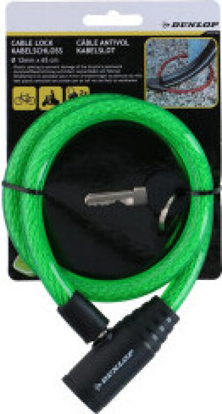 Dunlop - Spiral nøkkel sykkellås 65 cm