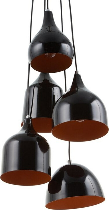 5-lampers Pendellampe Svart Metall Moderne Pendel Taklampe